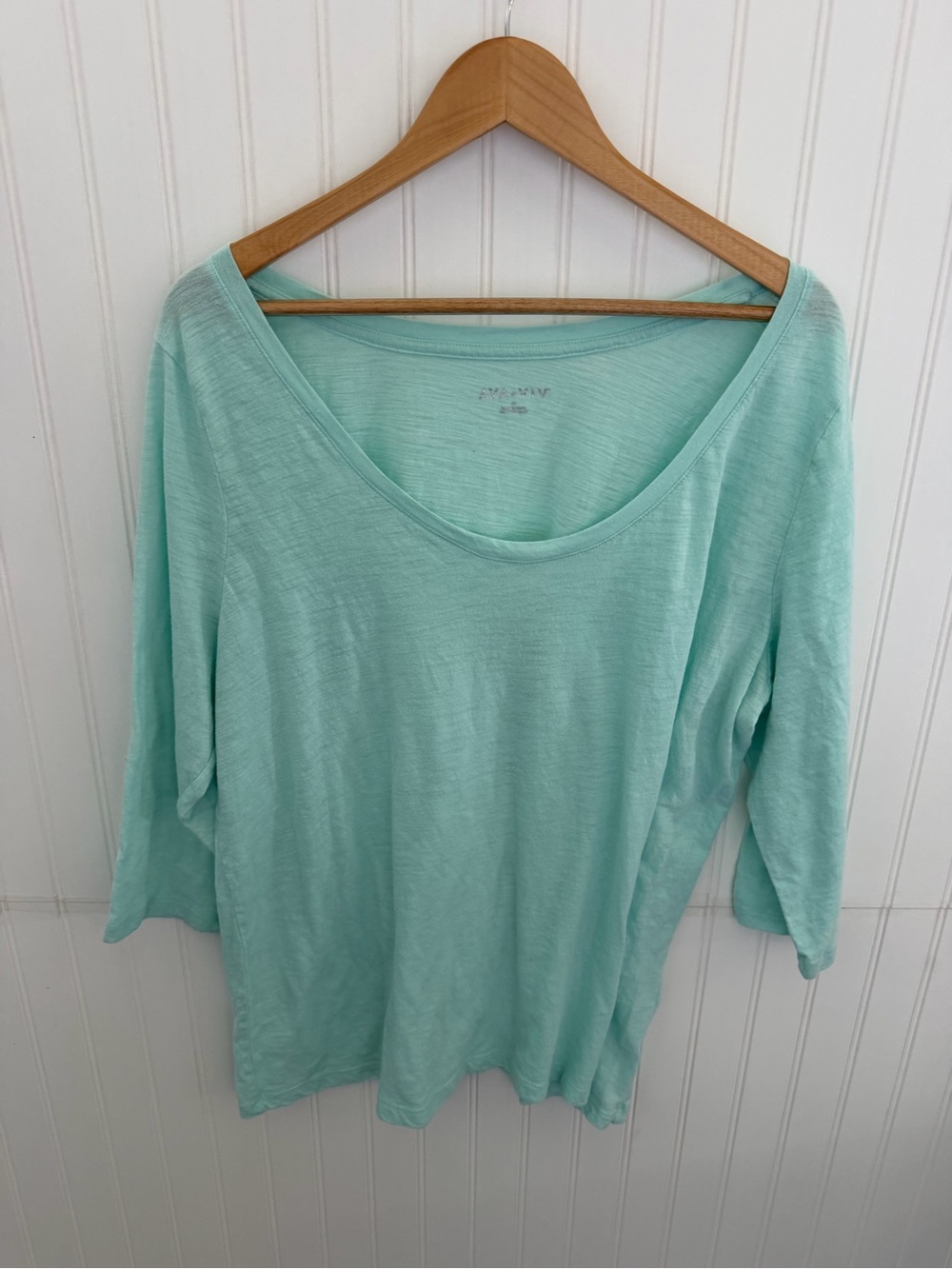 Ava & Viv Mint Scoop Neck 3/4 Sleeve Top